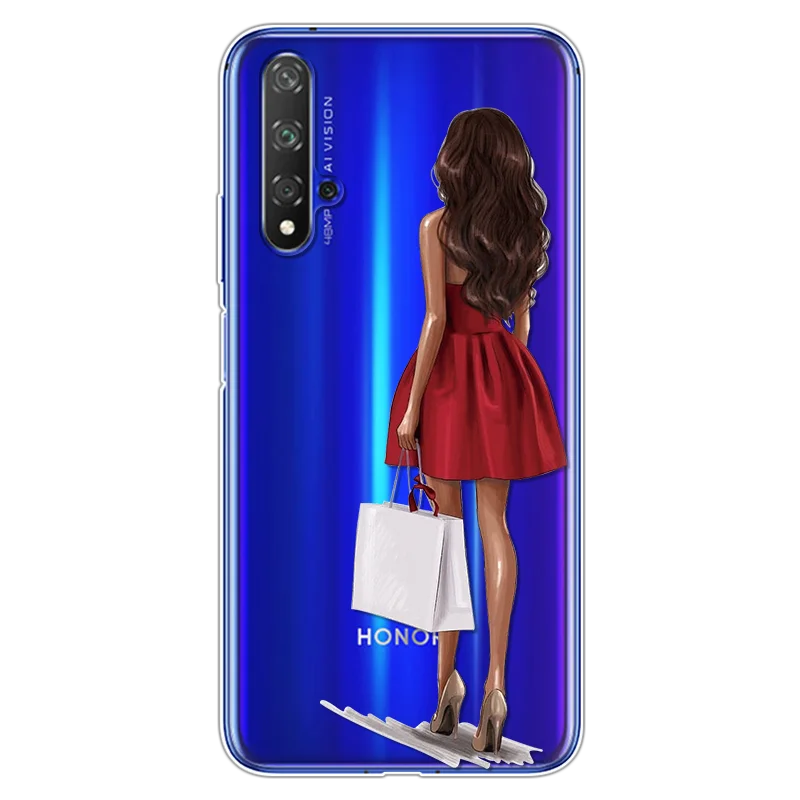 0chonqun Модные черно-коричневые накладки для мамы и дочки, для huawei Honor 20, чехол s 6,2", мягкие чехлы из ТПУ для huawei Honor 20 Pro, чехол - Цвет: 0chonqun