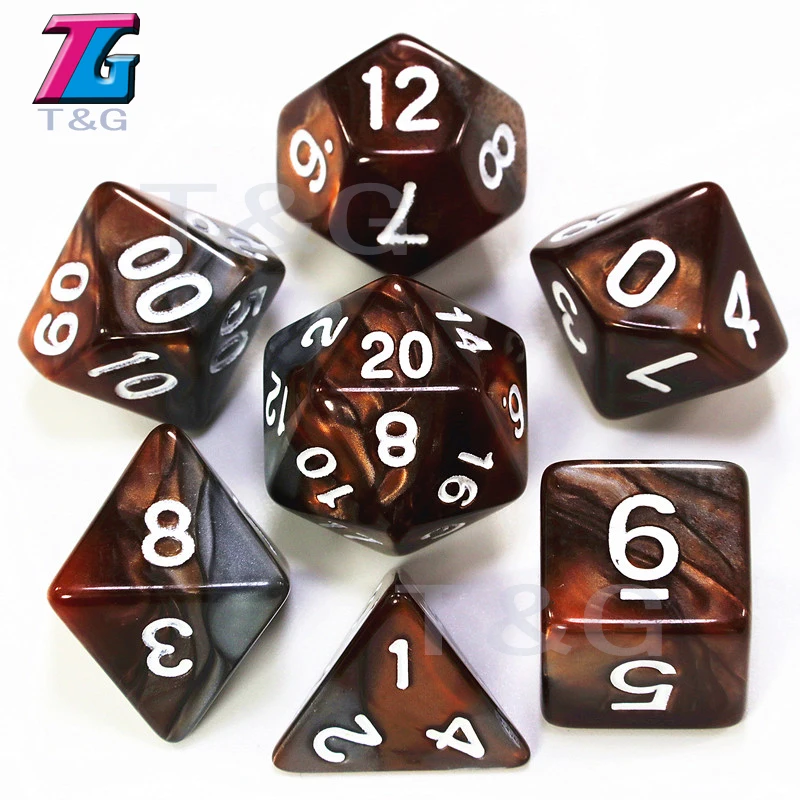 7 pcs кости с сумкой D& D d4, d6, d8, d10, d%, d12, d20 многогранные Настольная игра штук ролевой игры