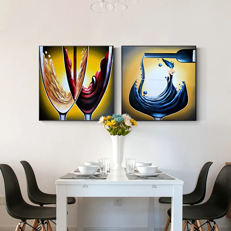 Абстрактная картина из красного винного стекла салон современная живопись на