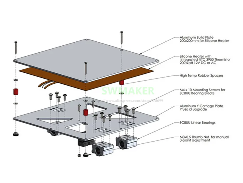 SWMAKER Reprap Prusa i3 3D принтер анодированная алюминиевая сборная пластина опорная пластина 220x3 мм WANHAO Дубликатор I3 производитель выберите ANET A8