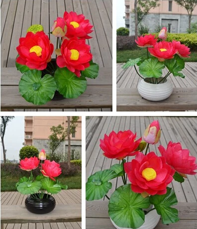 Поддельные цветок лотоса кучу 48 см 10 шт. моделирование Water Lily 6 цветов 7 стеблей для Свадебная вечеринка дома искусственные декоративные цветы