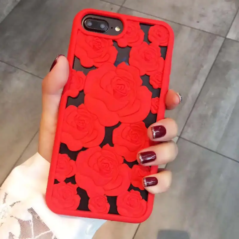 Модный силиконовый чехол для телефона EPENA с полой розой Apple iphone 8 7 plus 6 6s 3D мягкий