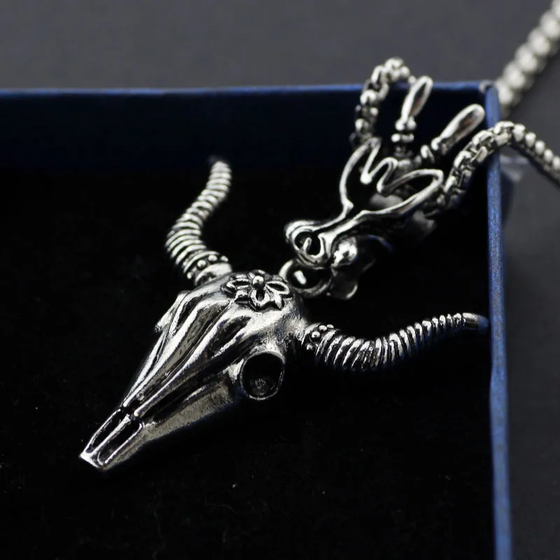 Ожерелье в стиле панк с овечьей головкой винтажное серебристое ожерелье