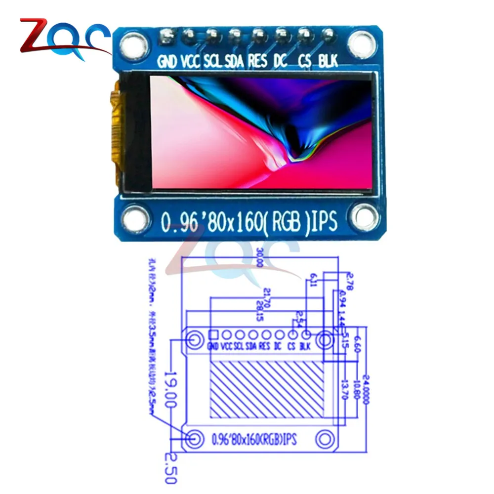 0 96 дюймов 80X160HD 65K полноцветный ЖК дисплей модуль ST7735 Привод IC 80*160 3 V IPS SPI интерфейс