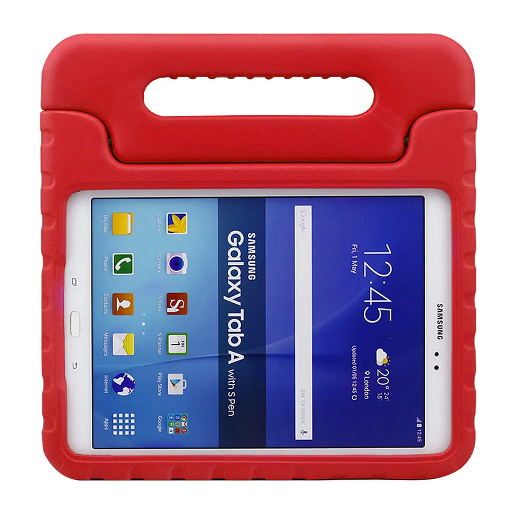 Красный Детский ударопрочный чехол EVA для samsung GALAXY Tab A, 8,0 дюймов, T350, T351, T355, безопасный пенопластовый чехол для планшета, чехол с ручкой и подставкой - Цвет: Красный