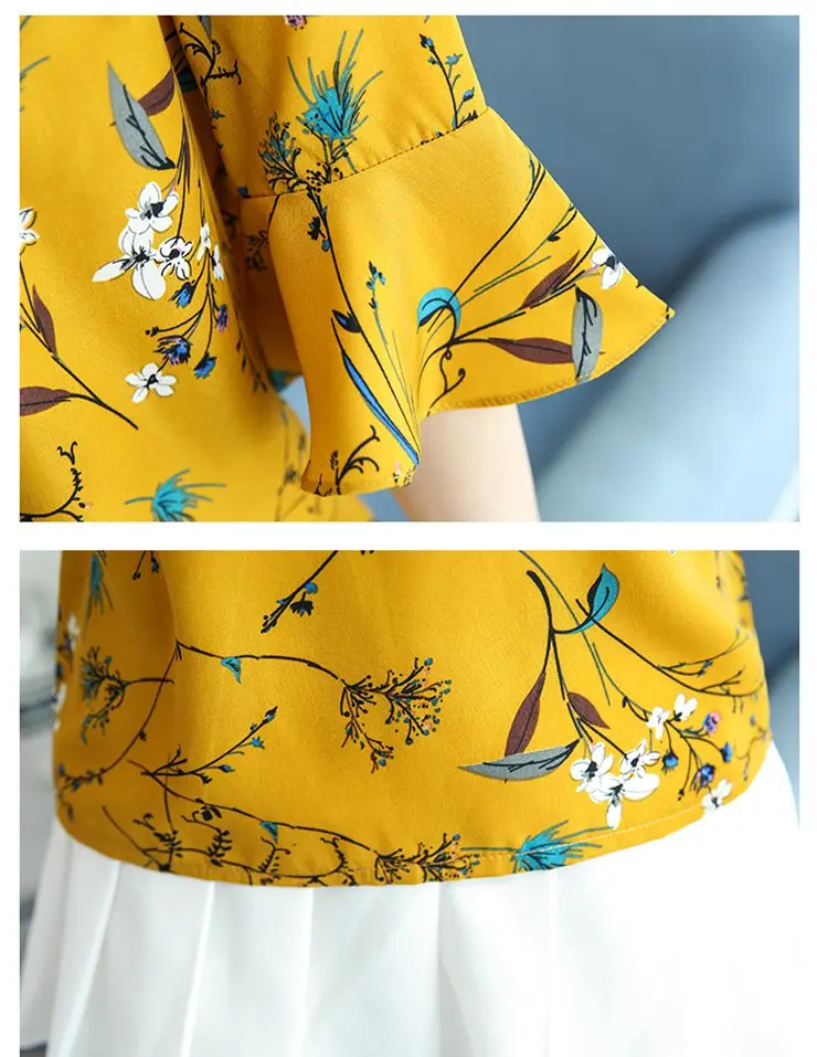 Blusas Femininas, новинка, модная шифоновая блузка, женские блузки с принтом, рубашки с цветочным принтом, летние женские топы, большие размеры