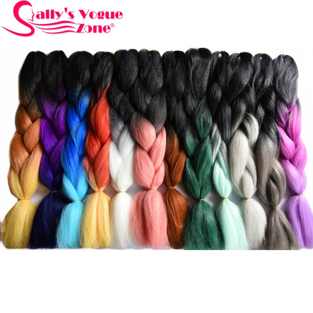 Синтетические волосы для наращивания Sallyhair 24 дюйма Омбре 3 тона черный фиолетовый