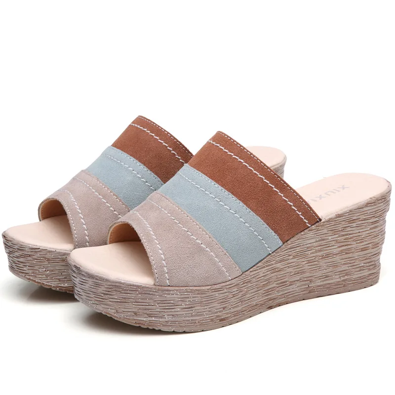 CYOSO 2018 летние дамские слипперы из натуральной кожи на толстой подошве сандалии