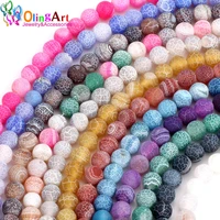 olingart 6mm 50pcslot round matte frosted mixed dyeing white stripe natural stone loose beads diy necklace jewelry making