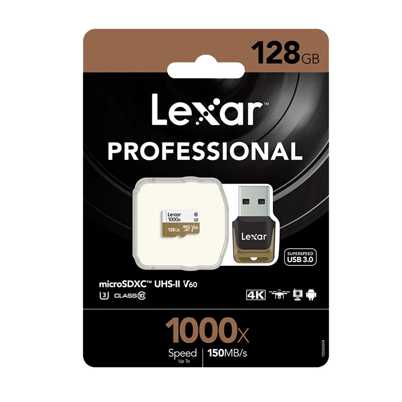 Оригинальный Lexar карты Micro SD 128 ГБ UHS II U3 Max 150 МБ/с. автомобиль TF флэш памяти класса 10