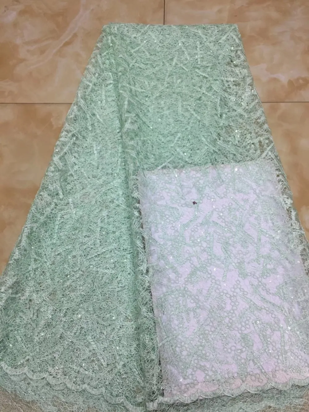 Nigerian Embroidery Latest tulle mesh fabric fashion lace with pearls best quality for party dress TS7365 | Дом и сад