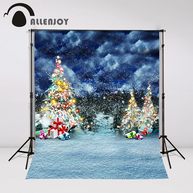 Allenjoy Рождество фон фотография лес подарок снег ночь ребенок новый год сказка