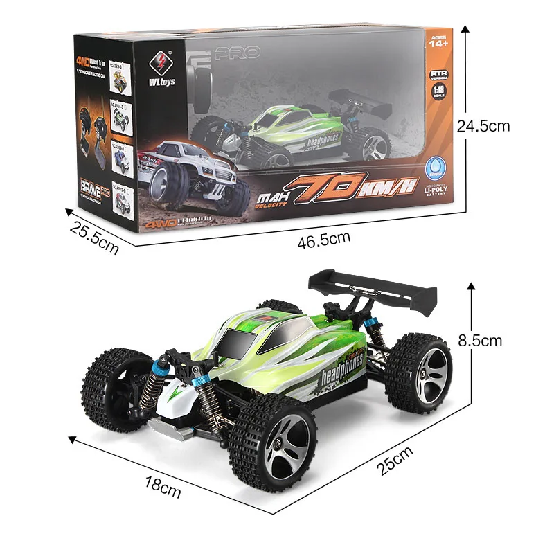 Wltoys A959-B пульт дистанционного управления четырехколесный внедорожник 2,4G пульт дистанционного управления 1/18 полномасштабный 70 км/ч высокоскоростной пульт дистанционного управления