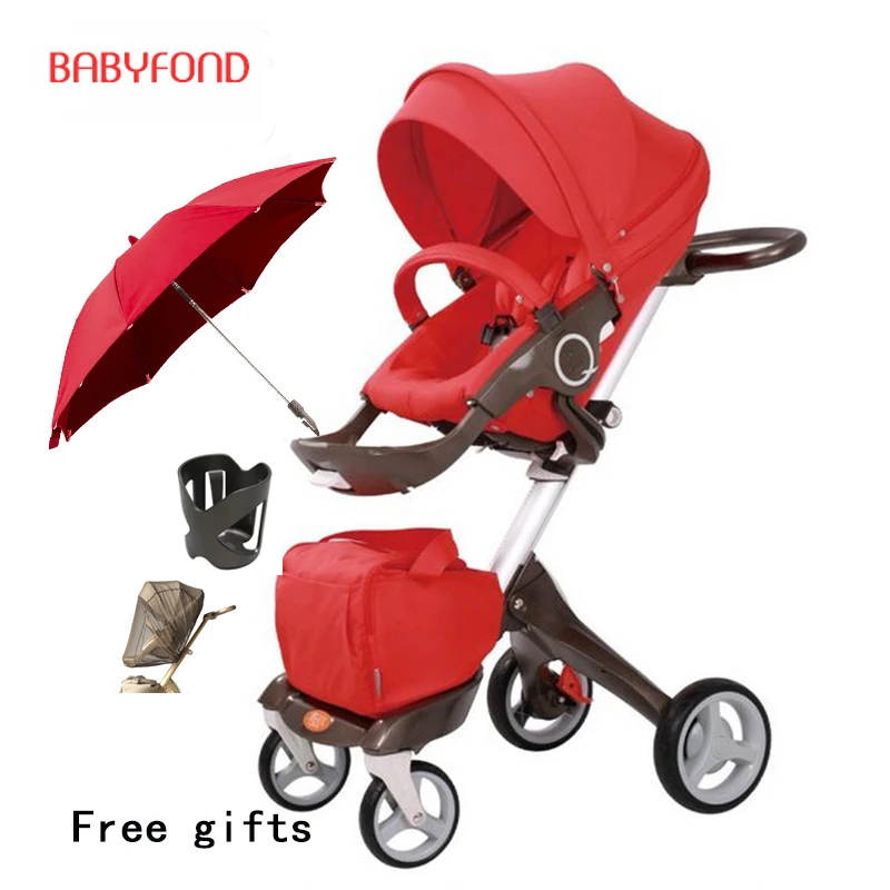 

Free ship!original Luxury Baby Stroller High Landscape stroller Portable Baby Carriage Folding Newborn Pram Travel System 2 in 1