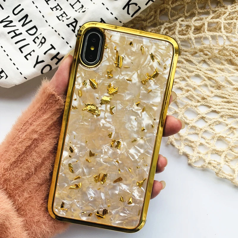 GlamPhoneCase роскошные золотые Фольга корпус чехол для iPhone X Xs Max XR 8 iPhone 7 Plus простой жесткий для задней панели чехол для iPhone 8, 7, 6, 6S Plus, чехол