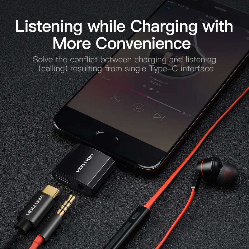 Переходник Vention с USB Type C на AUX 3 5 мм разъем для наушников Xiaomi 6 Note MIX HUAWEI P20 Pro