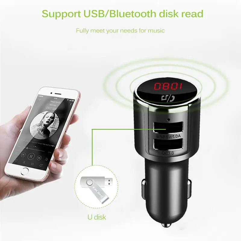 FM трансмиттер модулятор Bluetooth гарнитура автомобильный комплект аудио MP3 плеер