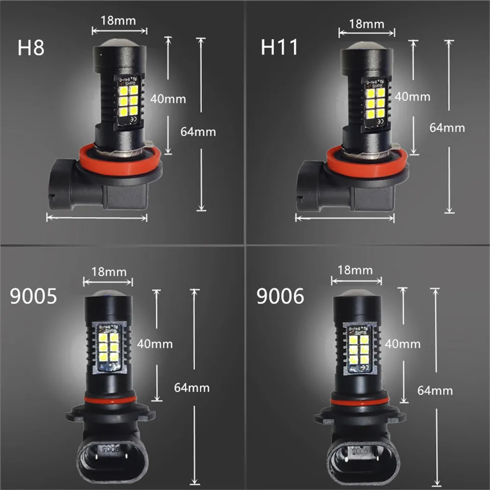 2 шт. H8 H11 светодиодные лампы HB4 HB3 9006 9005 SMD светильник s 1200LM 6000K 12V/24V белый