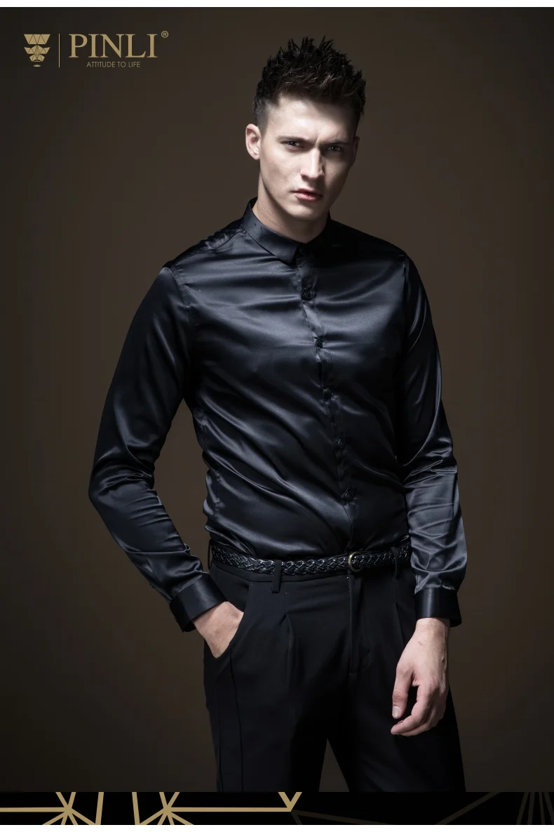 Полный Camisa Social реальные Blusas Pinli Pin Новинка осени Для мужчин рубашка Однотонная одежда самостоятельного ремонта воротник Длинные рукава B183113503