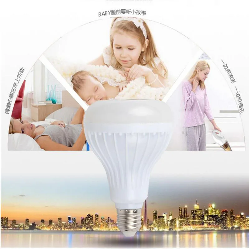 Умная RGB RGBW беспроводная лампочка E27 со встроенным динамиком и Bluetooth для воспроизведения музыки, светильник со светодиодной лампочкой с возможностью регулировки яркости и пультом дистанционного управления из 24 клавиш.
