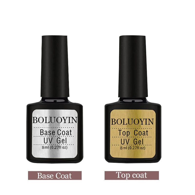 Top and Base Coat BOLUOYIN UV Gel Top Coat базовый слой геля 8 мл Soak Off для ногтей Гель-лак Base прозрачный Маникюр Праймер для ногтей Лаки комплект - Цвет: Top and Base Coat