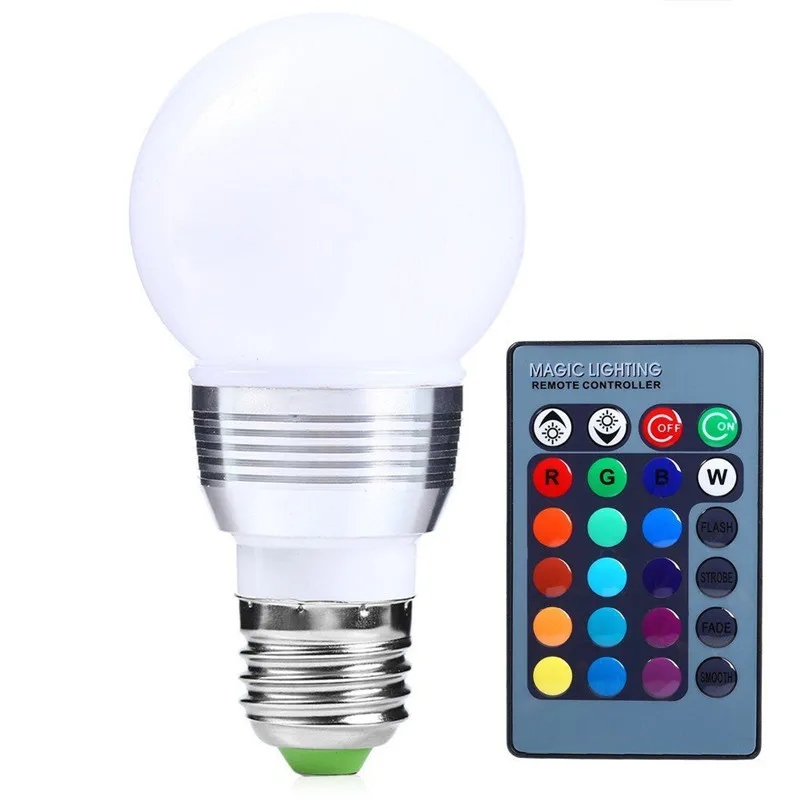 Шариковая лампа E27 3 Вт AC85 265V светодиодная RGB SMD светодиоды 16 цветов меняющаяся + ИК