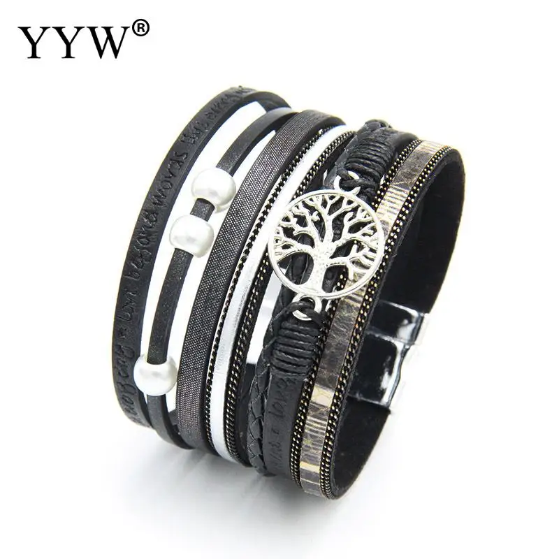 Женский кожаный браслет Pulseras Mujer Tree Of Life широкий обруча в богемном стиле 2019 |