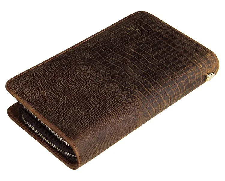 Винтажные мужские кошельки с узором под крокодила Длинный кошелек двойной