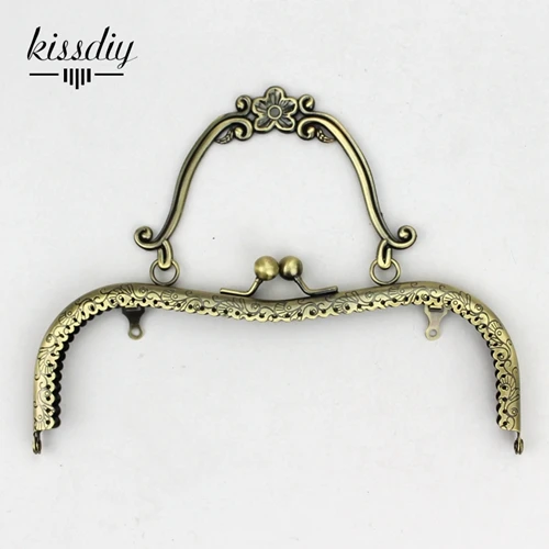 Бронза KISSDIY 4 шт./лот 20,5 см М винтажный металлический кошелек Рамка Золотой Античный бронзовый серебряный золотой пистолет черная ручка DIY аксессуары для сумок - Цвет: Бронза