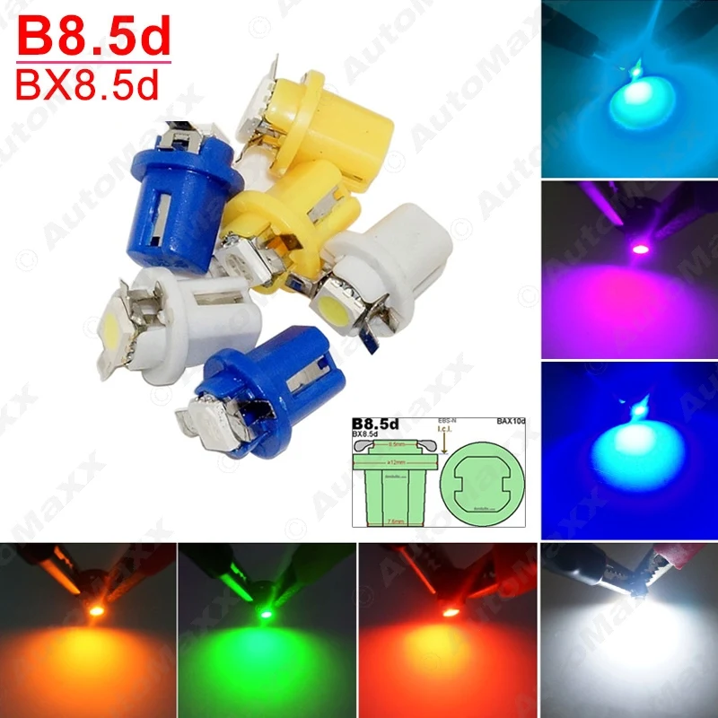 2Pcs 7colors Car 12V B8.5d/BX8.5d/BAX10d 1SMD 5050 Gauge Dashboard LED Light Interior Lamp #J-4237 | Автомобили и мотоциклы
