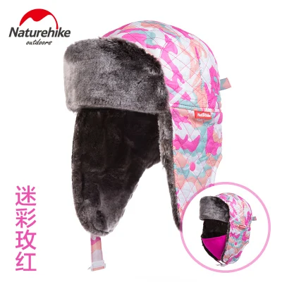 Розовый Зимняя флисовая шапка Naturehike, женская шапка для верховой езды, альпинизма, снега, защита ушей, комфортная ветрозащитная бархатная теплая шапка, водонепроницаемая Свободная маска - Цвет: Розовый