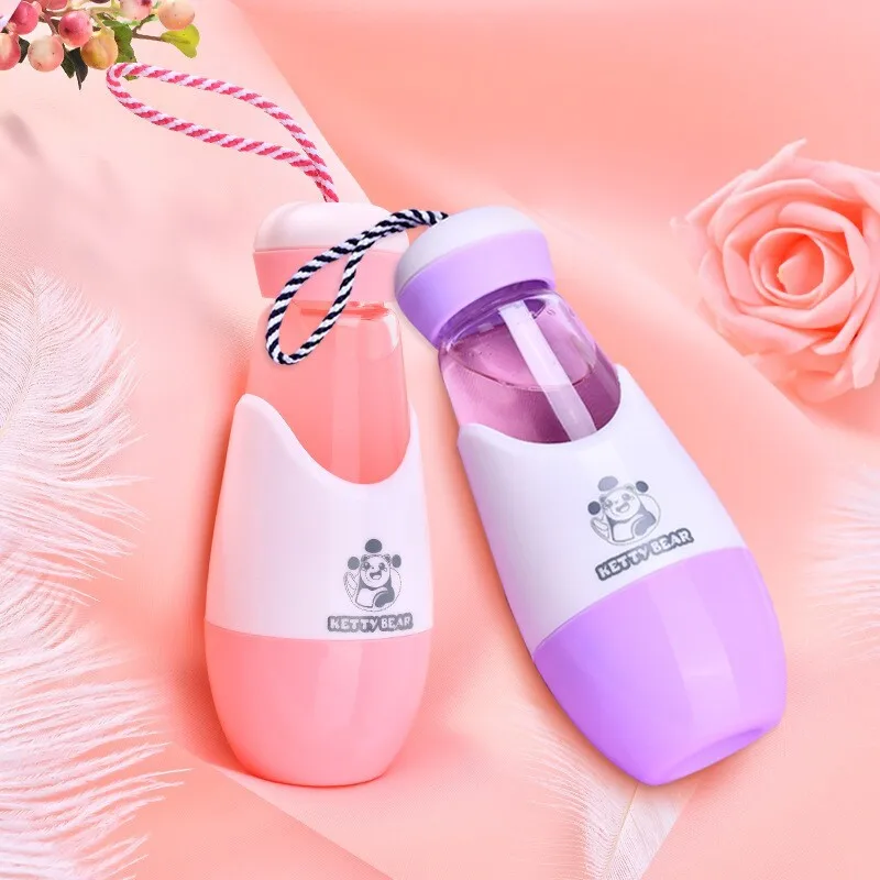 Медведь Детский мультфильм drop-устойчив удобство Стекло бутылка для воды студент воды подарки Открытый путешествия
