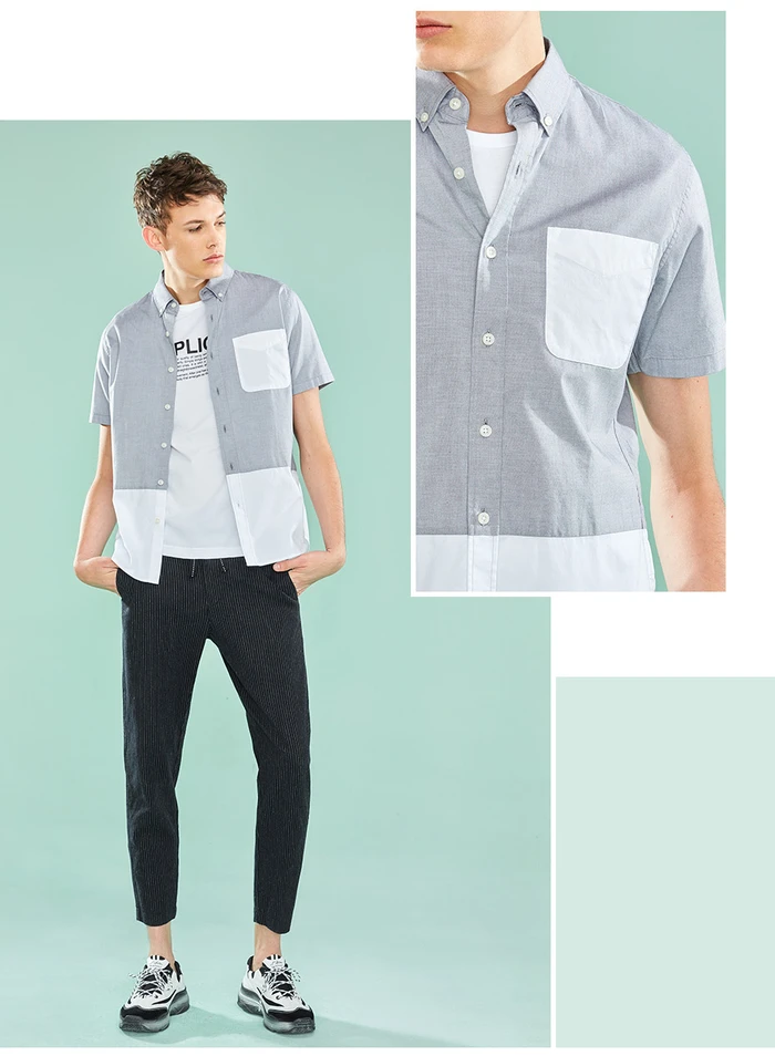 Jordano/Мужская рубашка, контрастная, цветная, Оксфорд, хлопок, Camisa Masculina, короткий рукав, отложной воротник, цветная, блочная, Camisas