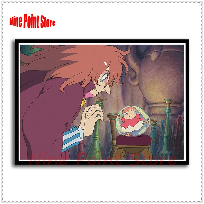 Ponyo на скале Хаяо Миядзаки бумага с покрытием классический мультфильм фильм плакат домашний Декор без рамки - Цвет: Цвет: желтый