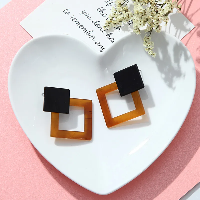 Новые Модные Акриловые серьги для женщин геометрические с леопардовым принтом