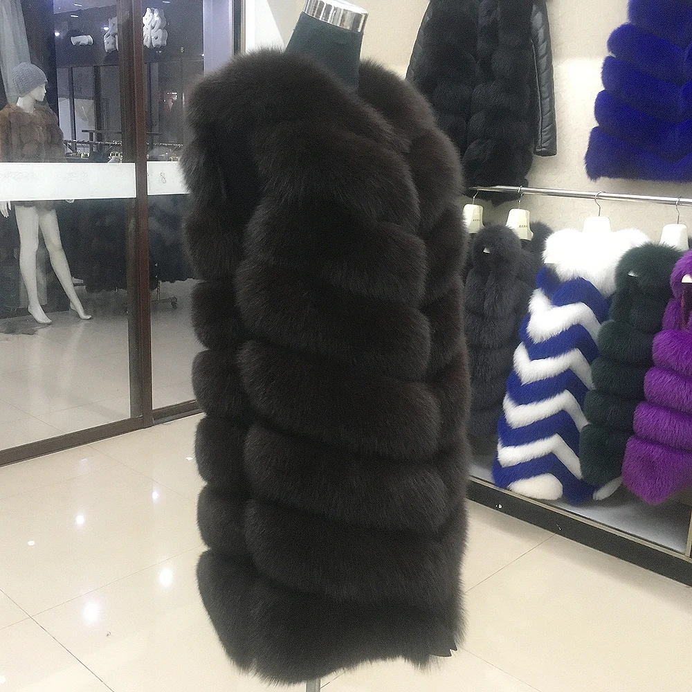 Новый женский жилет из натурального Лисьего меха осенне зимнее пальто теплый