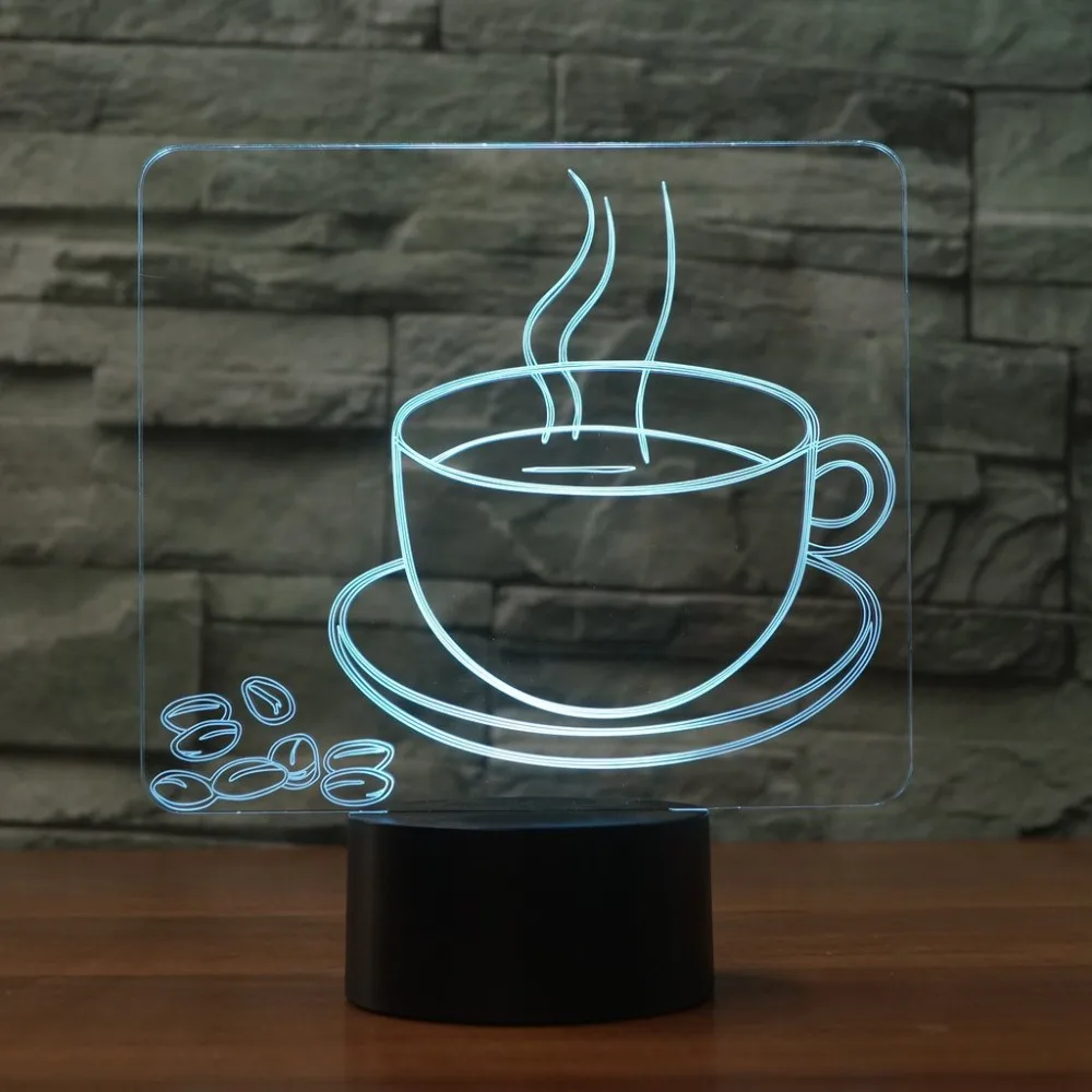 3D визуальная настольная лампа 7 цветов, меняющая горячее кофе, ночной Светильник СВЕТОДИОДНЫЙ прикроватный светильник, светильник для подарков, светильник для сна, декор для ресторана