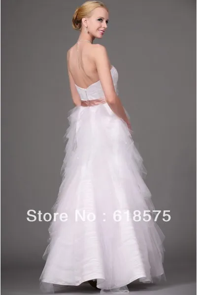 Cheap Sweetheart Empire A Line Champagne Sash Long Simple Bridal Gowns | Свадьбы и торжества