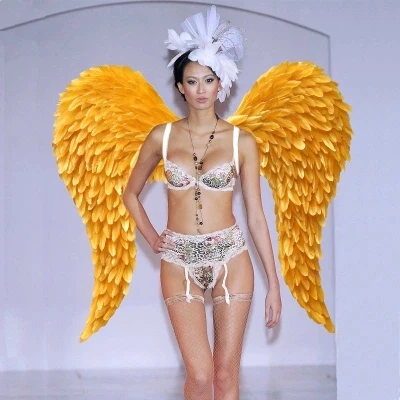 Мода Золото ангельские крылья Подиум шоу Опора Крылья ангела перо Витрина