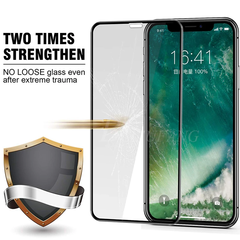BSLIUFANG полное покрытие закаленное стекло для iPhone 7 6 8 Plus 5D закругленные края Защитная пленка для экрана для iPhone X XR XS Max 6s