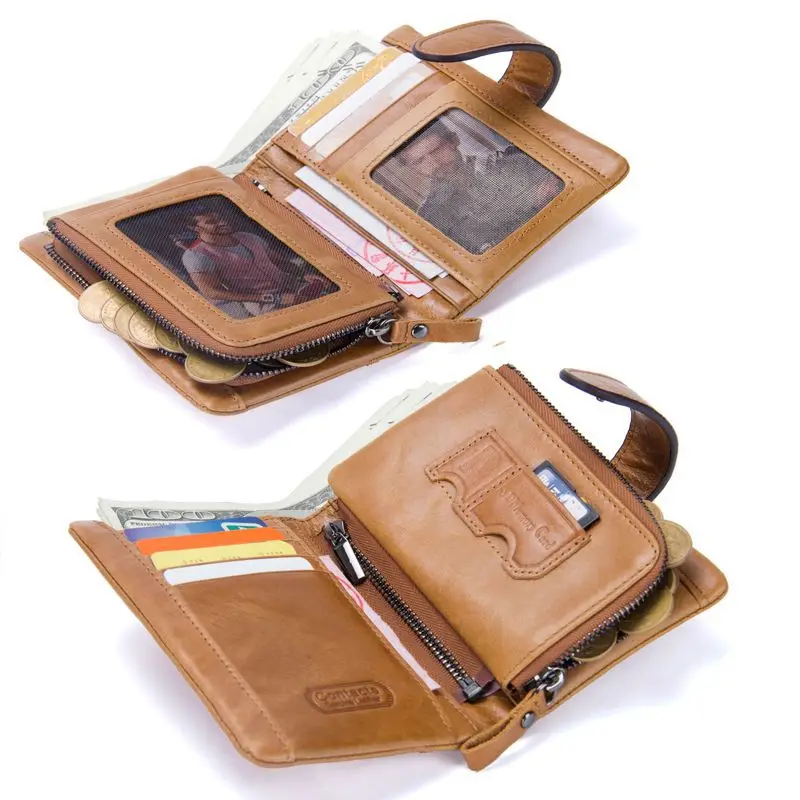 Doyutig Новинка Мужской кошелек из натуральной кожи коровы Стандартный кошелек мужчин Короткий кошелек Модные монетницы и держатель для карт B045.