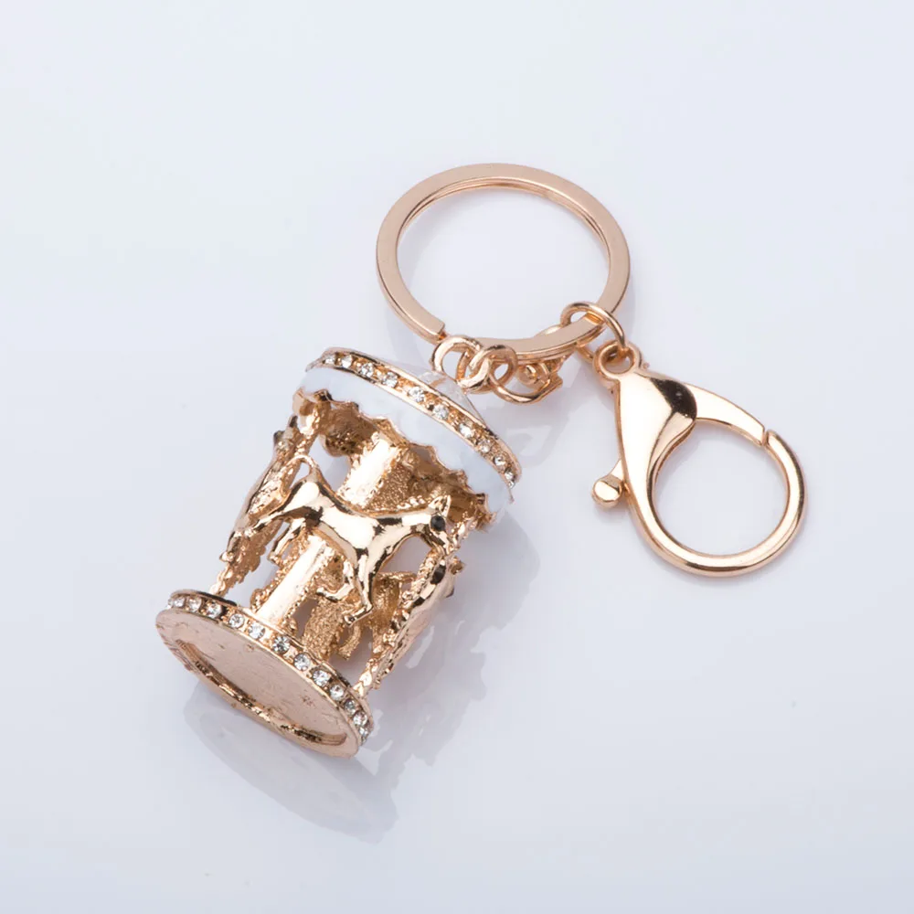 Изящная Новинка брелок для ключей в виде карусели из горного хрусталя ювелирный