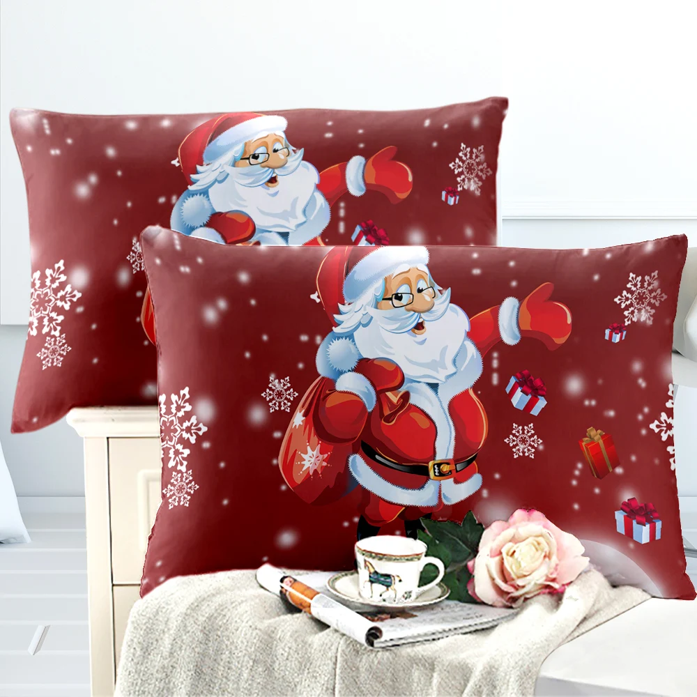 JSBD18-2PCS 4/комплект из 2 предметов, красного, зеленого цвета, на Рождество, с Постельное белье Twin King queen постельное белье мультфильм Санта Клаус принт простыня наволочка на подушку-обложку - Цвет: JSBD18-2PCS