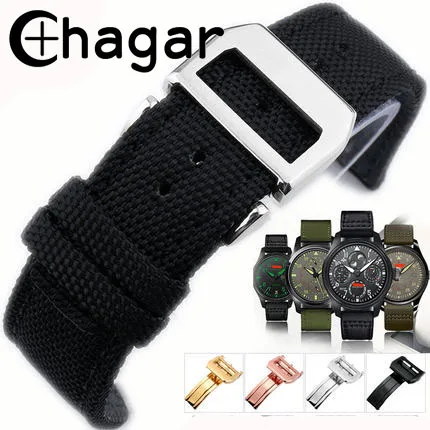 Fashion Breathable Watch Straps For Iwc watch Woven Nylon Canvas Durable Sport Padded Watch Strap comfortable Leather 20mm 22mm