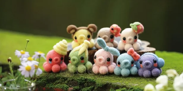 Набор милых осьминогов с мультяшными животными шерстяной набор для рукоделия