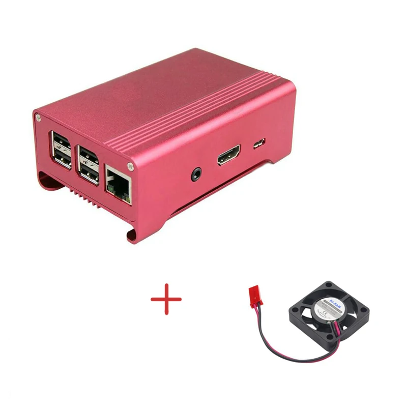 Алюминиевый Чехол Raspberry Pi 3 с вентилятором черный серебристый красный корпус из