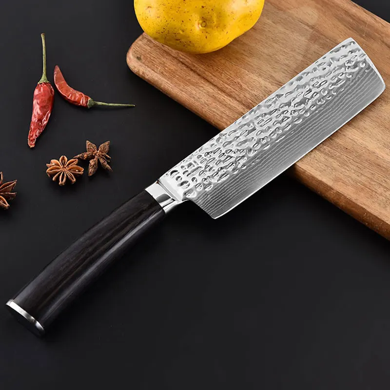 7-дюймовый нож Nakiri дамасский японский инструмент для приготовления пищи из