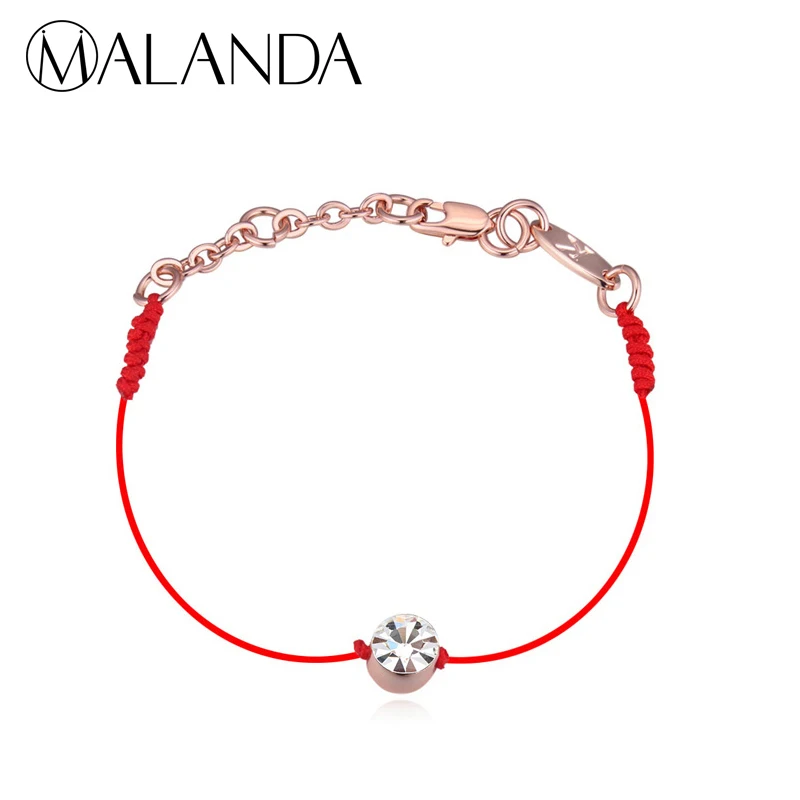 Malanda 2017 Кристалл от Swarovski Браслеты тонкая красная Нить веревкой строку белый