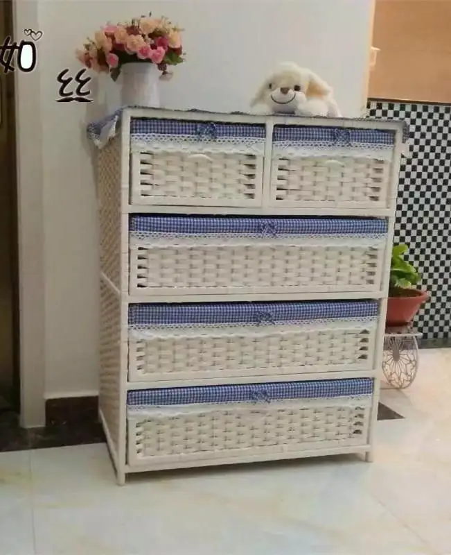 70x40x90cm 2 Соломенный тканый ящик для хранения шкафчик сад прикроватный стол Гладкий минималистский шкаф для малыша - Цвет: 70x40x90cm 2