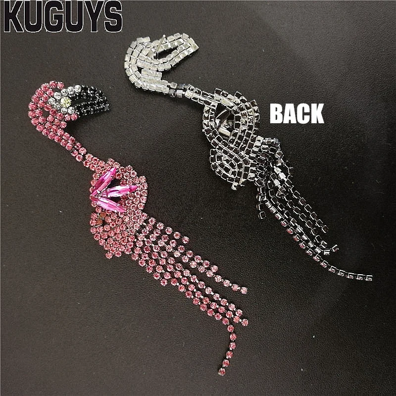 Женские серьги-подвески KUGUYS с розовыми кристаллами висячие серьги кисточками в